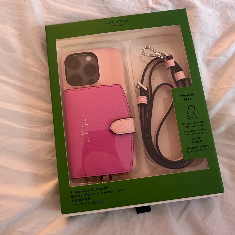 Kate Spade Two-Tone Pink iPhone 15 Pro Crossbody Case